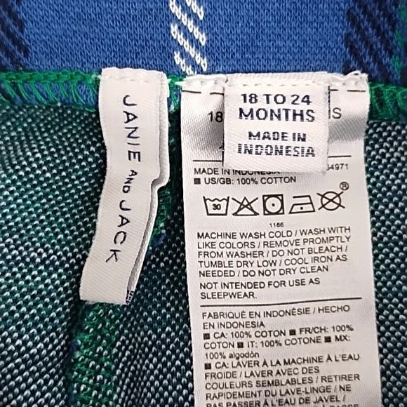 Janie And Jack Pants Set Of 2 Green Blue White Plaid Navy Girls 18 - 24 Months - Picture 6 of 10